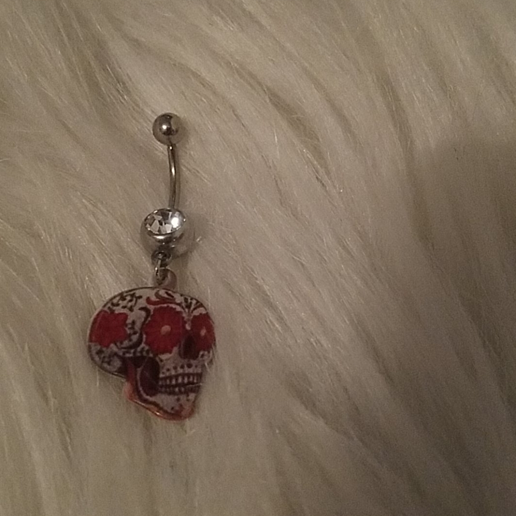 Sugar Skull Dangle Belly Ring
